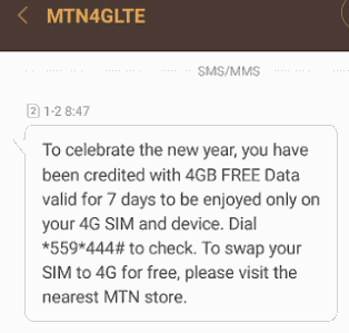 MTN Is Giving Out Free 4GB Of Data