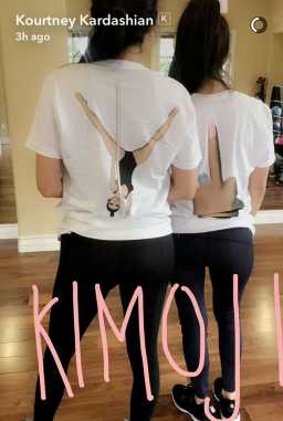 Kourtney Kardashian Help Sister Promote Kim Kimoji Product On Snapchat As She Show Off T-Shirt